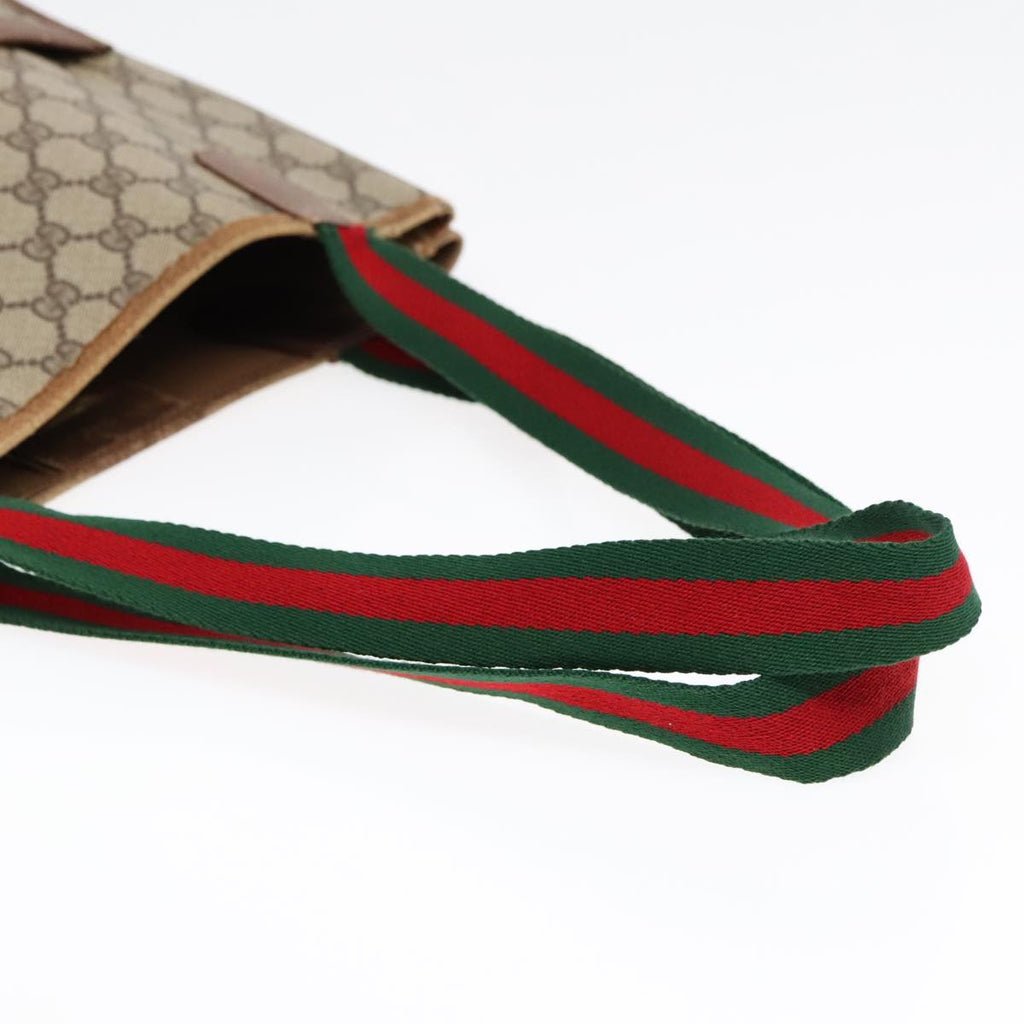 GUCCI GG Supreme Web Supreme Tote Bag PVC Leather Beige 39 02 003 90419