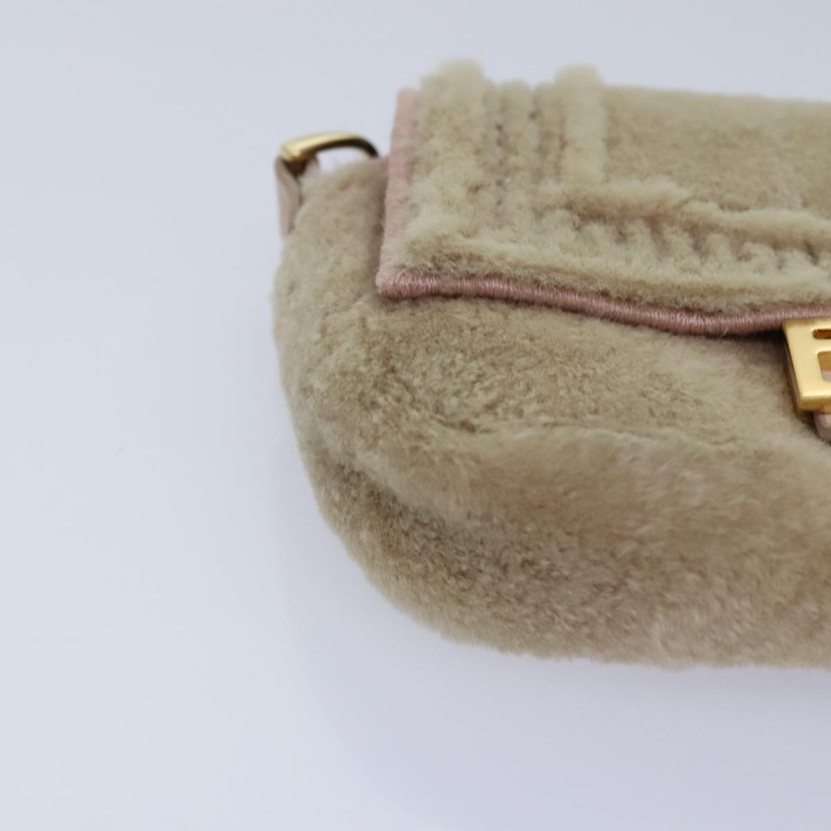 FENDI Chain Shoulder Wallet Beige Gold 90429