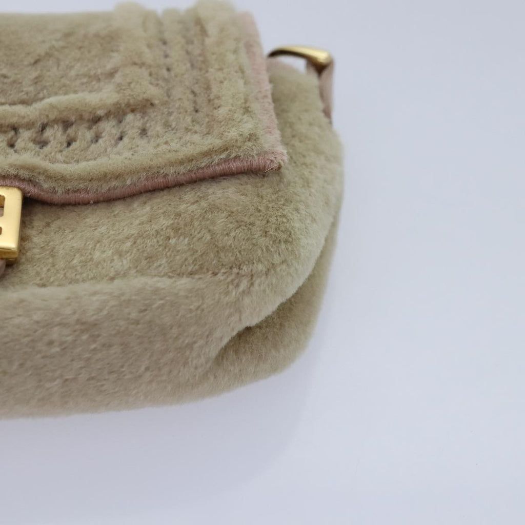 FENDI Chain Shoulder Wallet Beige Gold 90429