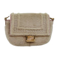 FENDI Chain Shoulder Wallet Beige Gold 90429