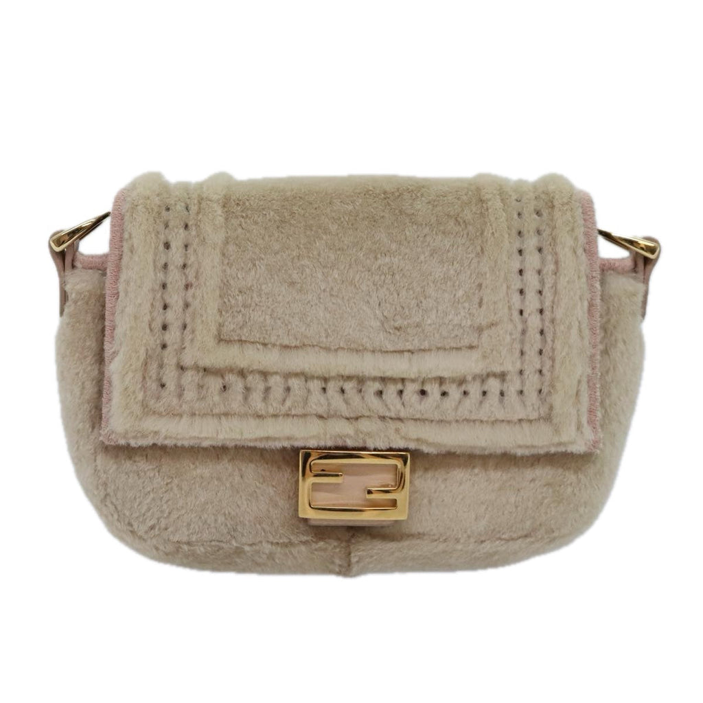 FENDI Chain Shoulder Wallet Beige Gold 90429