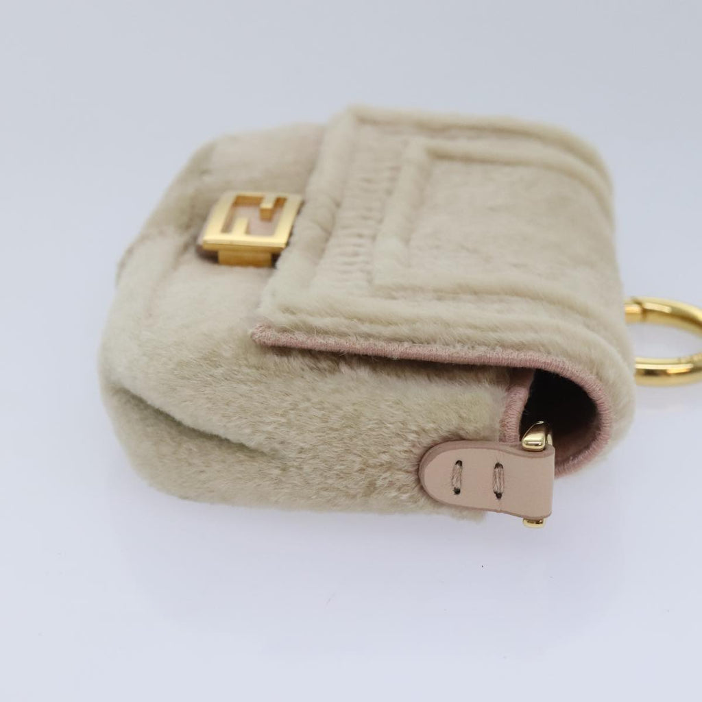 FENDI Chain Shoulder Wallet Beige Gold 90429