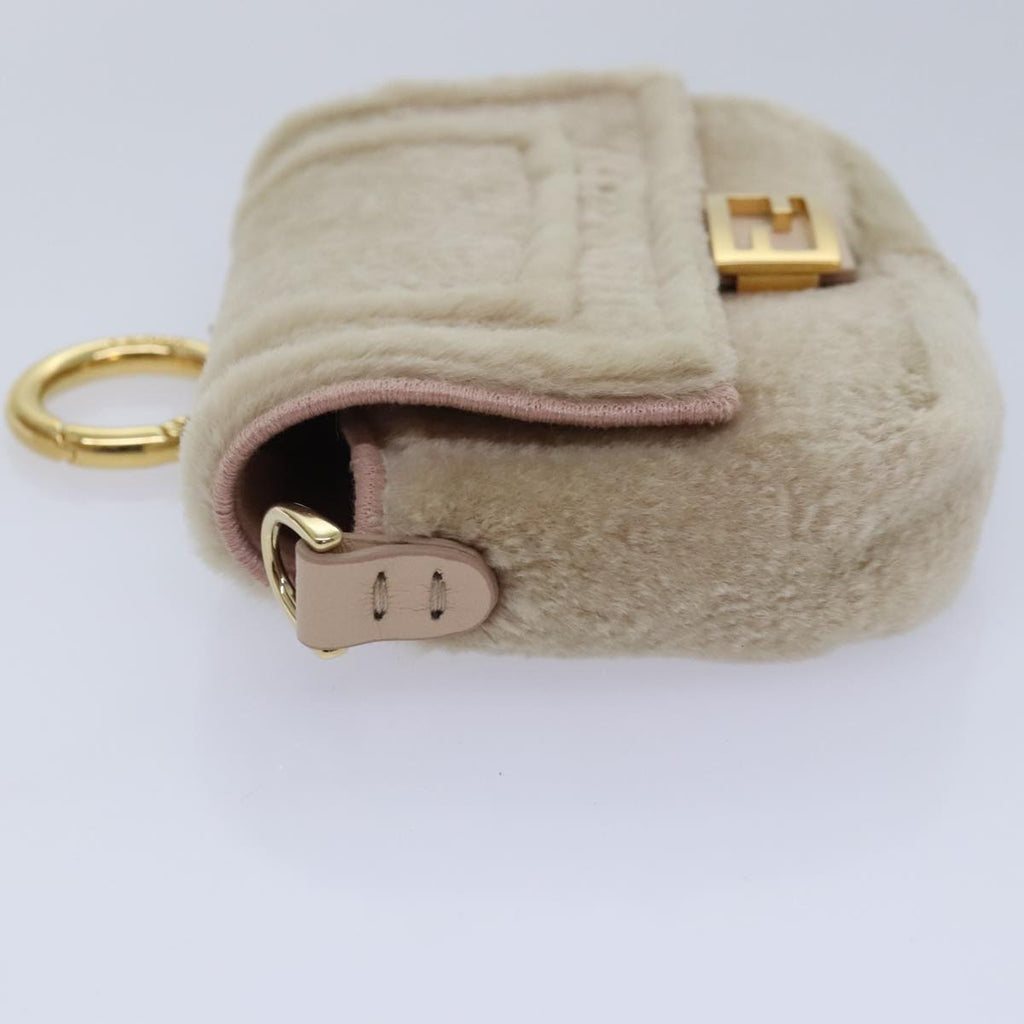 FENDI Chain Shoulder Wallet Beige Gold 90429