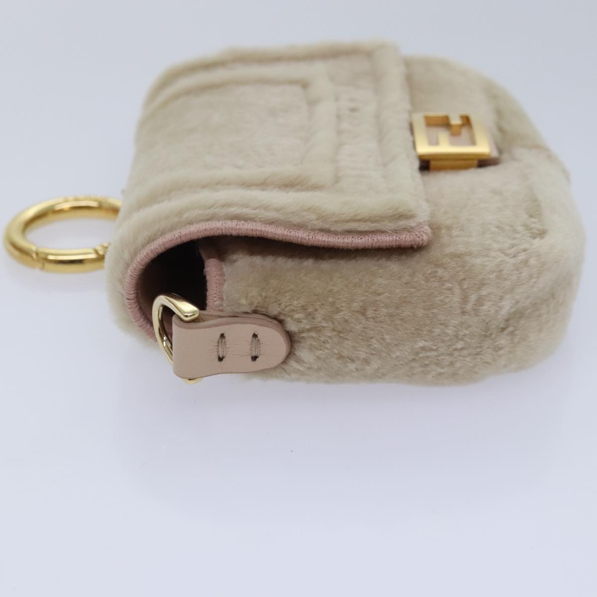 FENDI Chain Shoulder Wallet Beige Gold 90429