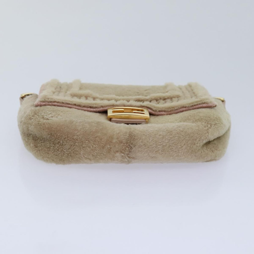 FENDI Chain Shoulder Wallet Beige Gold 90429