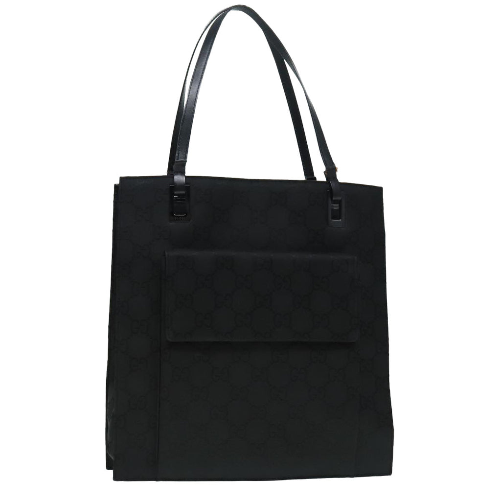 GUCCI GG Canvas Tote Bag Black Silver 90477
