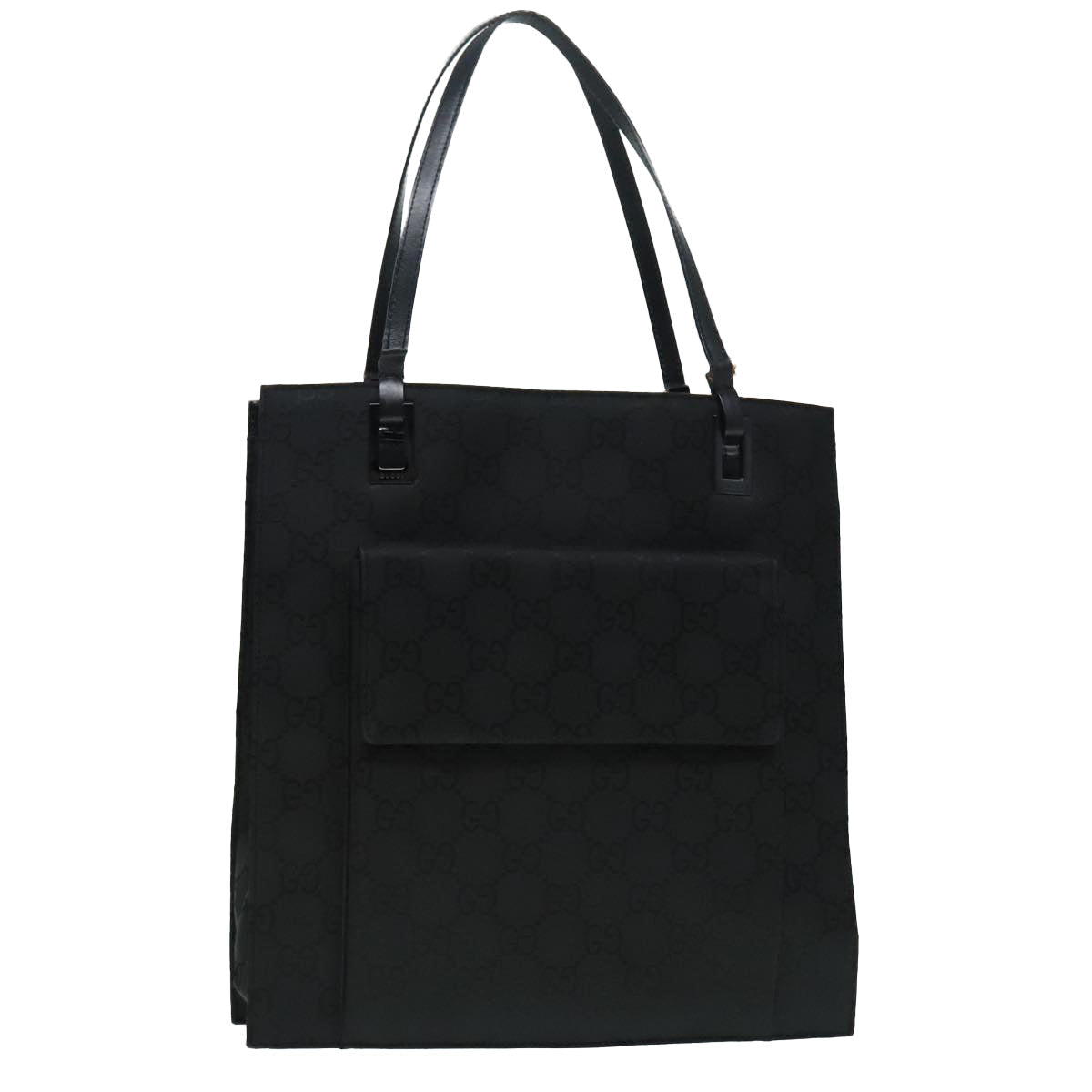 GUCCI GG Canvas Tote Bag Black Silver 90477