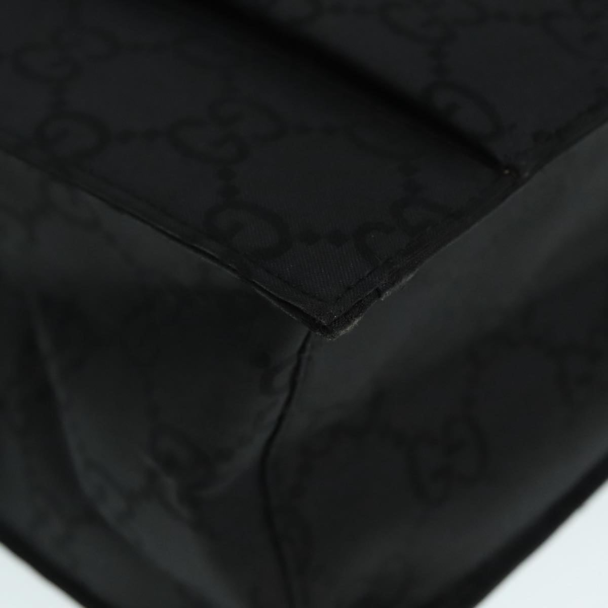 GUCCI GG Canvas Tote Bag Black Silver 90477