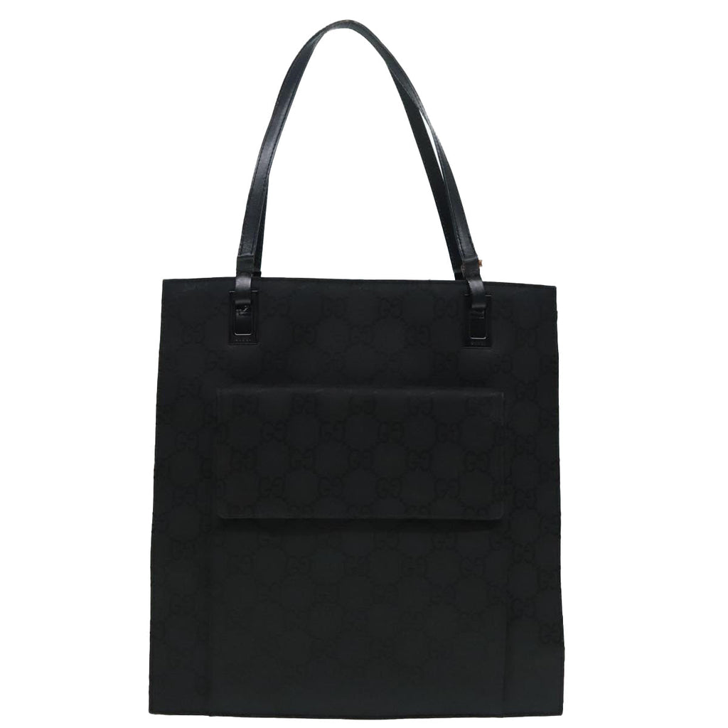GUCCI GG Canvas Tote Bag Black Silver 90477