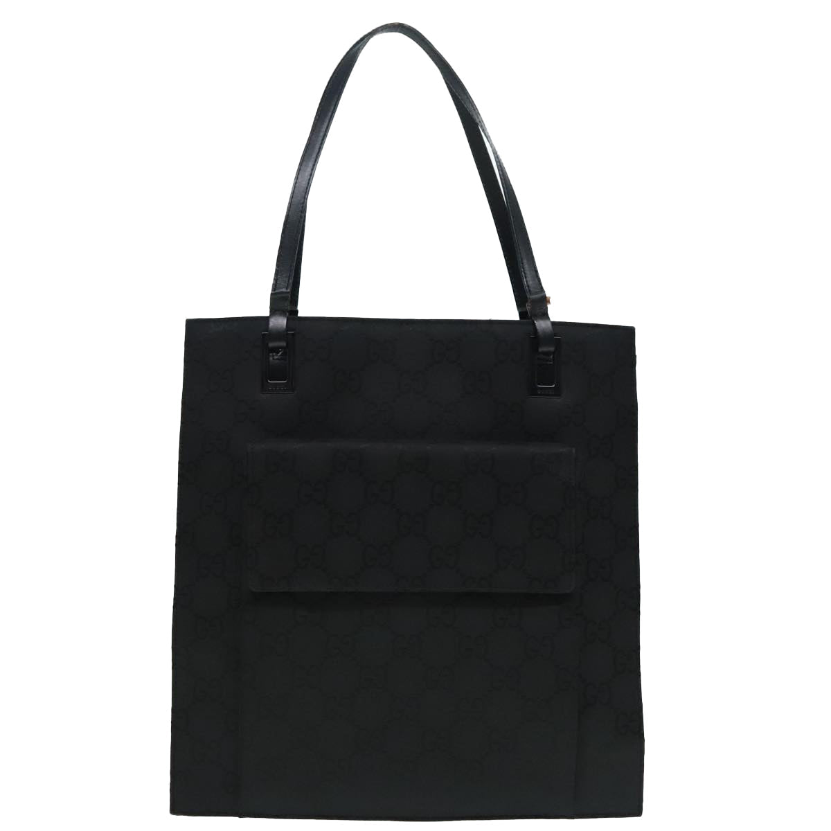 GUCCI GG Canvas Tote Bag Black Silver 90477