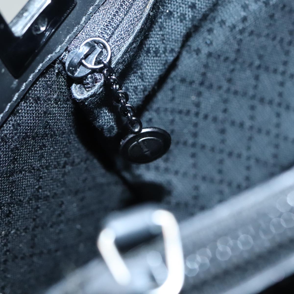 GUCCI GG Canvas Tote Bag Black Silver 90477