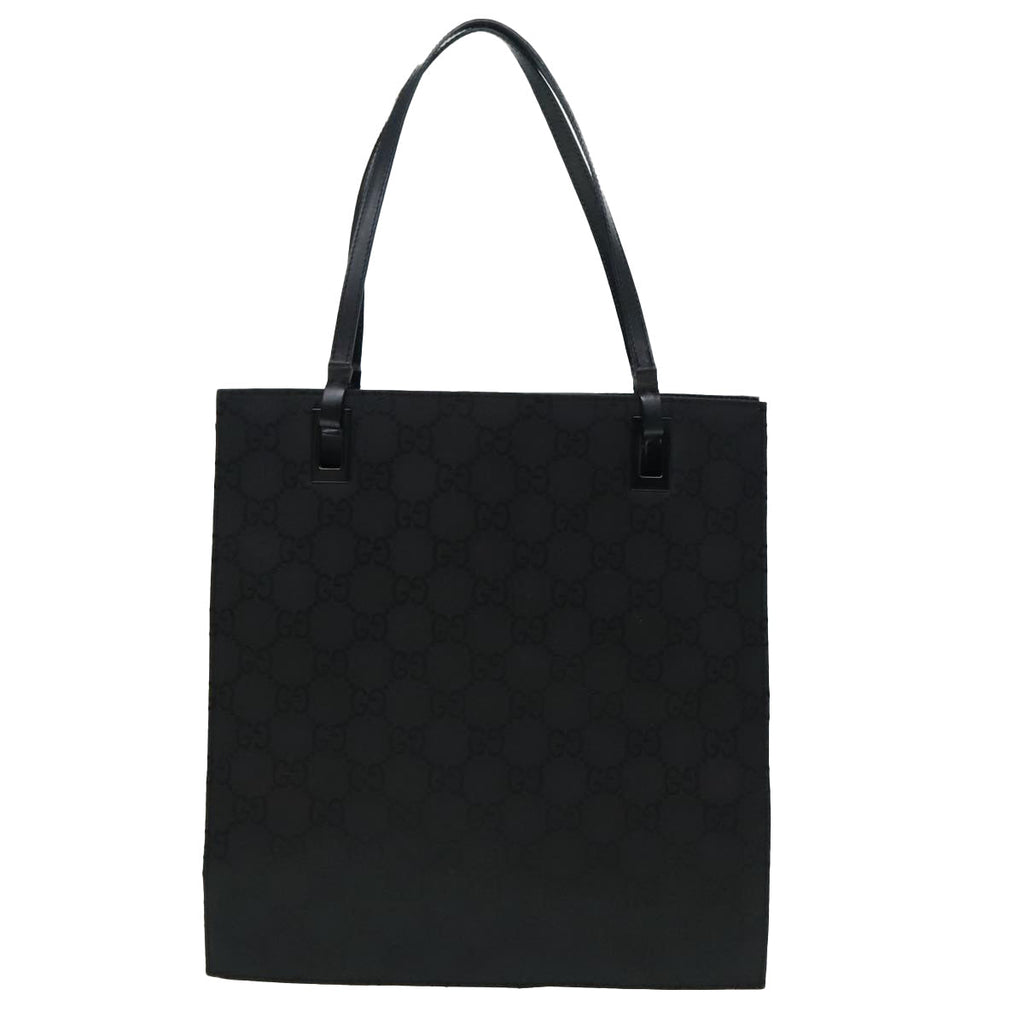 GUCCI GG Canvas Tote Bag Black Silver 90477