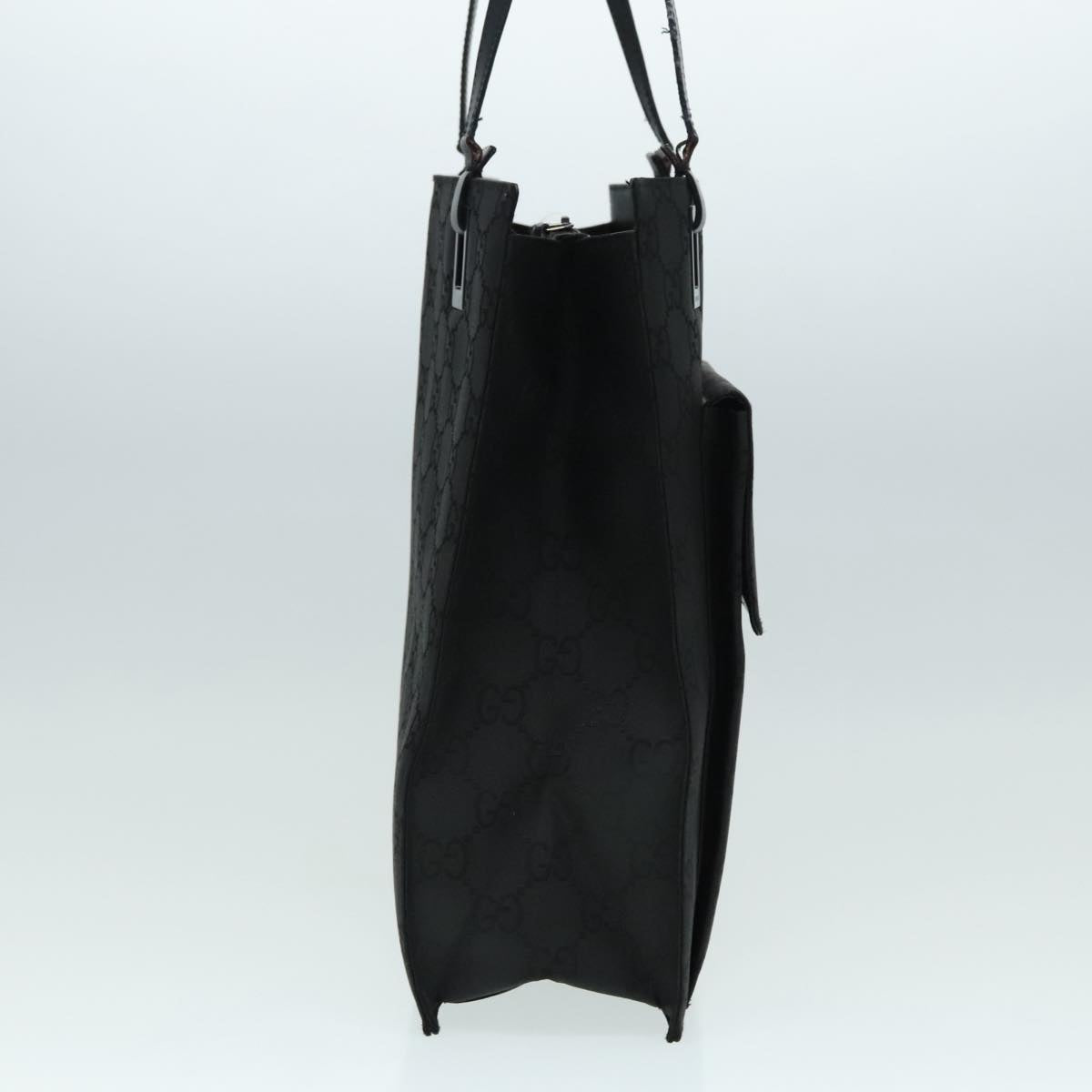 GUCCI GG Canvas Tote Bag Black Silver 90477