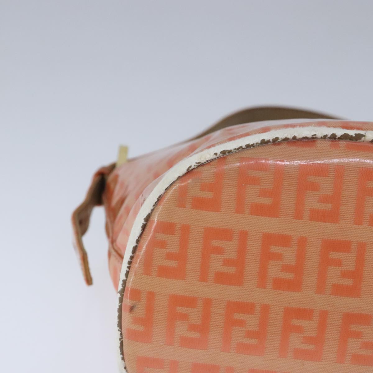 FENDI Zucchino Canvas Mamma Baguette Shoulder Bag Enamel Gold Orange 90483