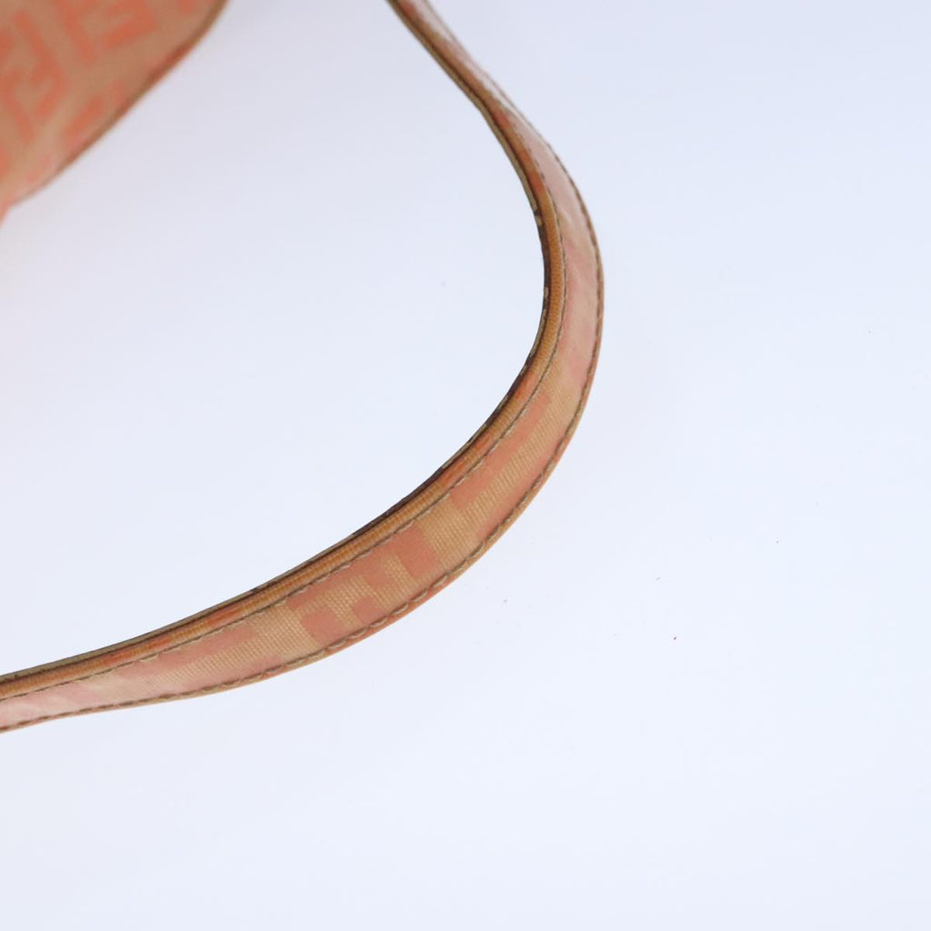 FENDI Zucchino Canvas Mamma Baguette Shoulder Bag Enamel Gold Orange 90483