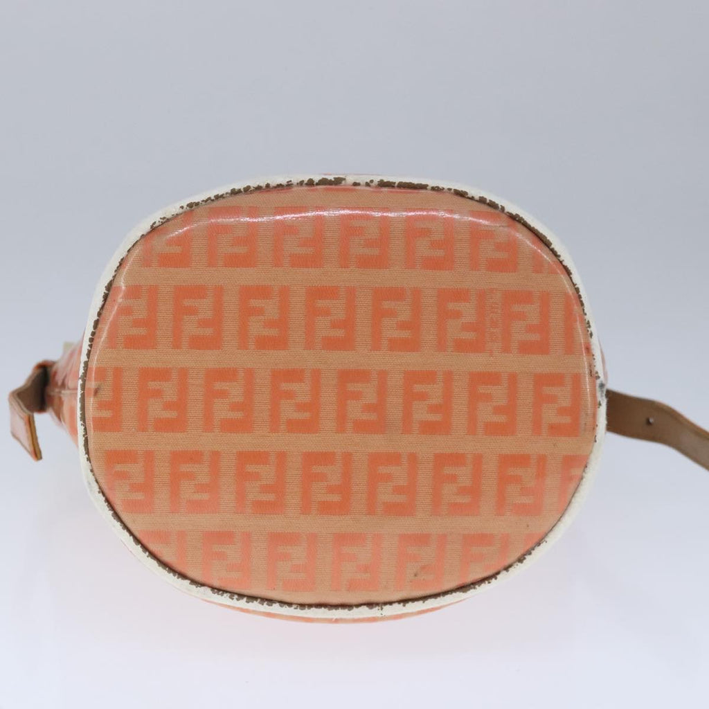 FENDI Zucchino Canvas Mamma Baguette Shoulder Bag Enamel Gold Orange 90483