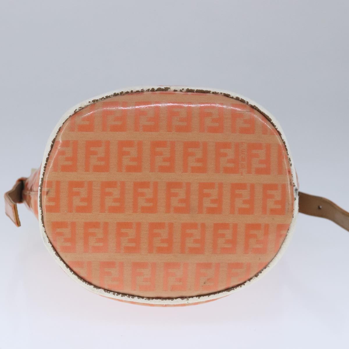 FENDI Zucchino Canvas Mamma Baguette Shoulder Bag Enamel Gold Orange 90483