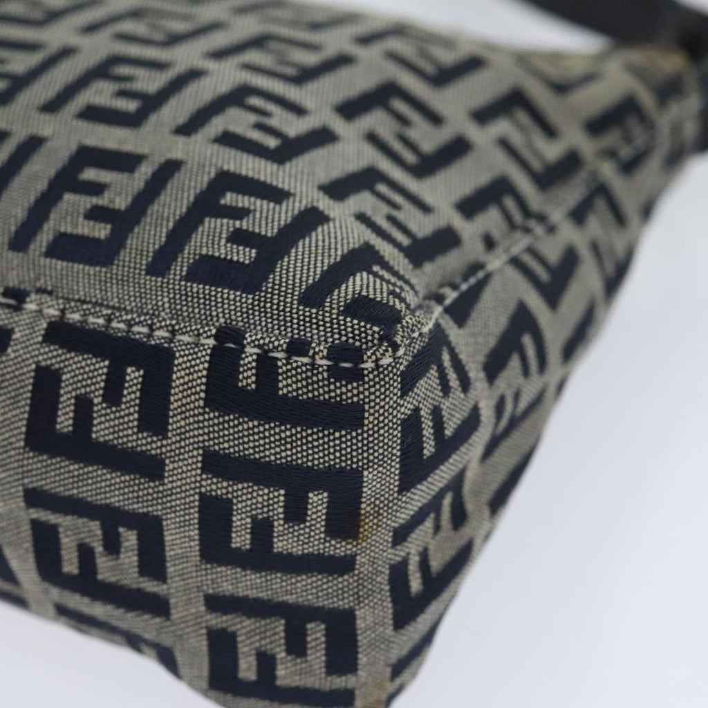 FENDI Zucchino Canvas Accessory Pouch Navy Silver 90484
