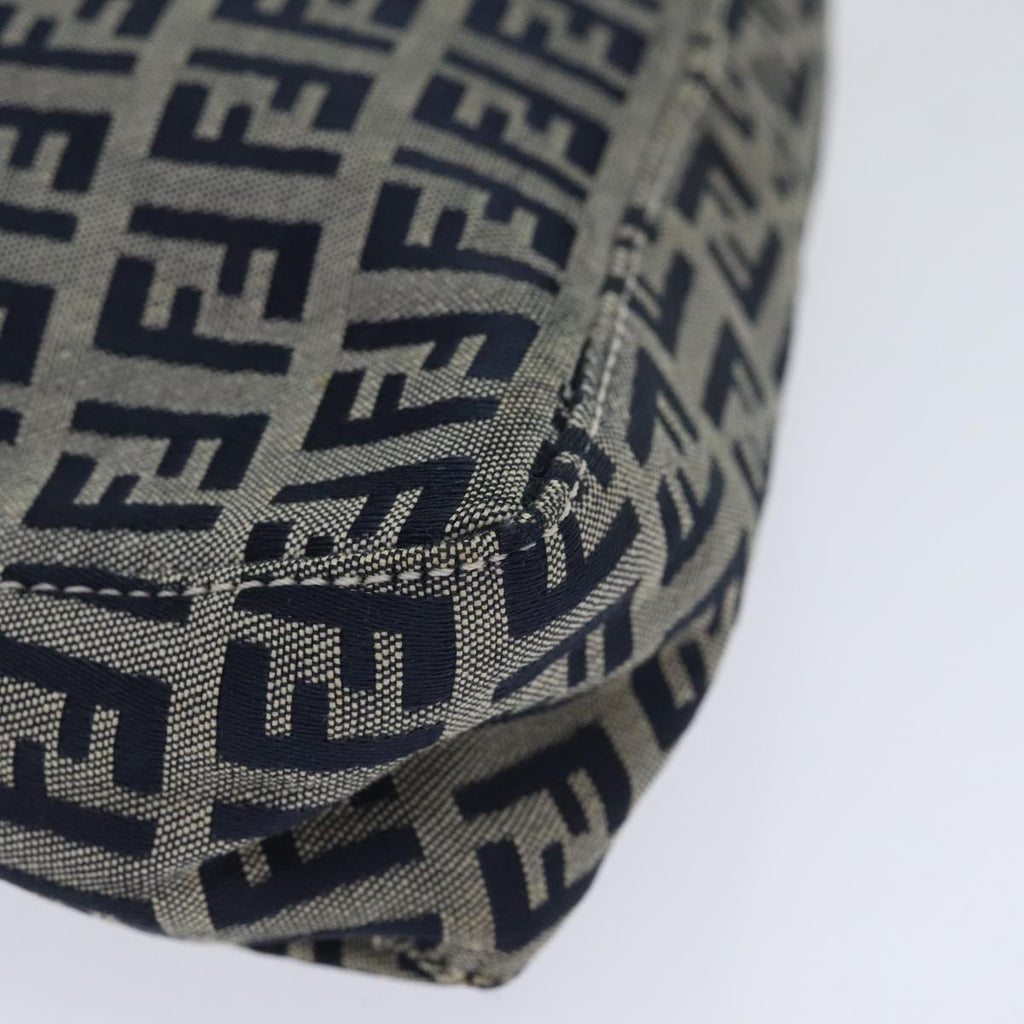 FENDI Zucchino Canvas Accessory Pouch Navy Silver 90484