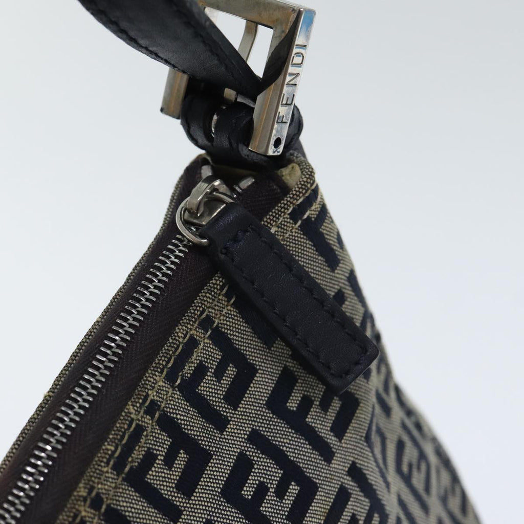 FENDI Zucchino Canvas Accessory Pouch Navy Silver 90484