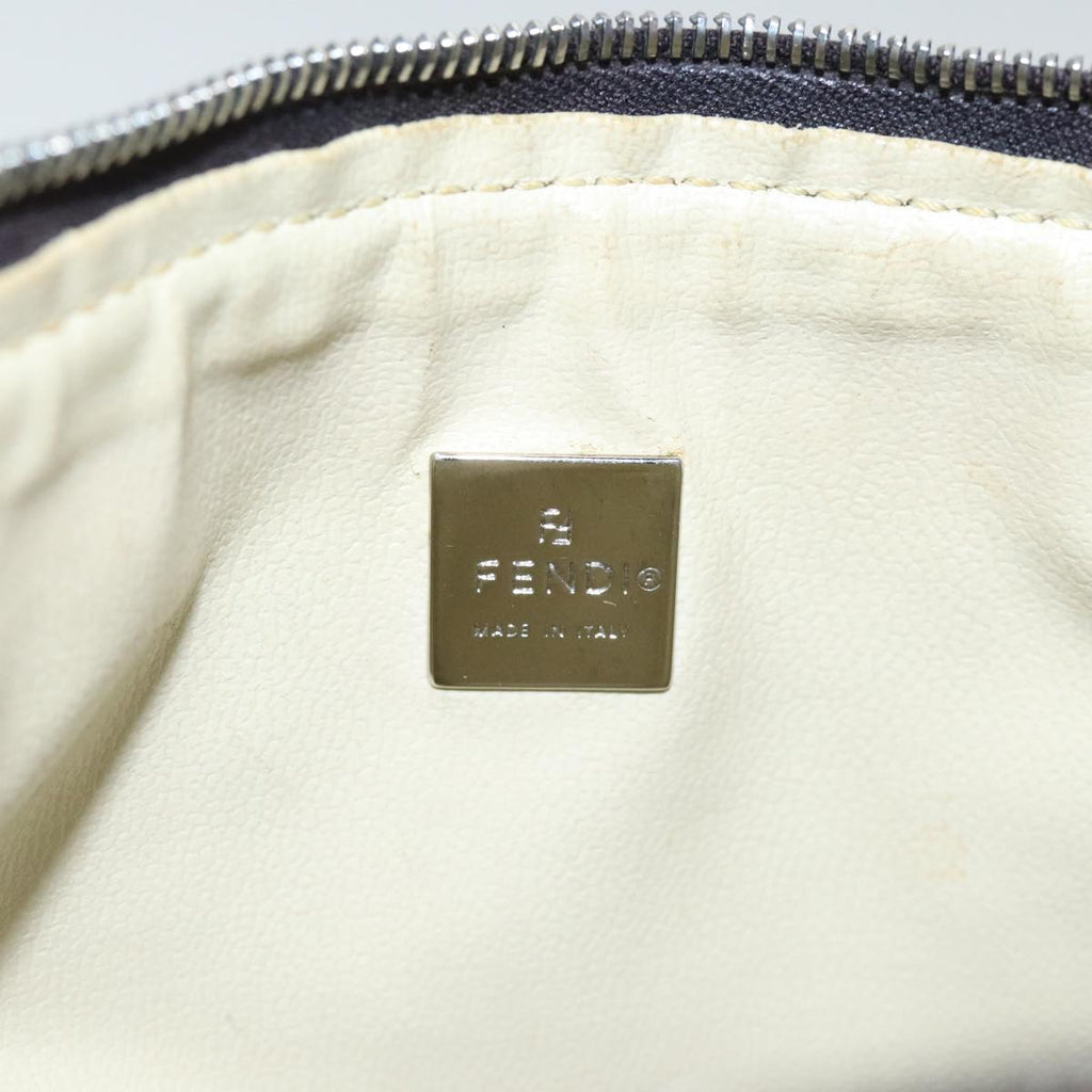 FENDI Zucchino Canvas Accessory Pouch Navy Silver 90484