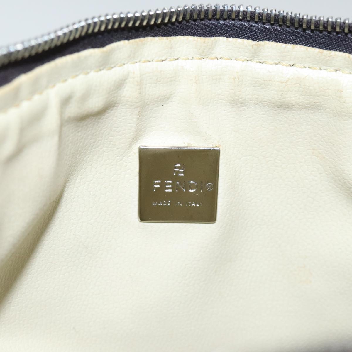 FENDI Zucchino Canvas Accessory Pouch Navy Silver 90484