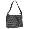 FENDI Zucchino Canvas Accessory Pouch Navy Silver 90484