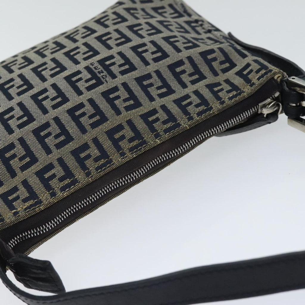 FENDI Zucchino Canvas Accessory Pouch Navy Silver 90484
