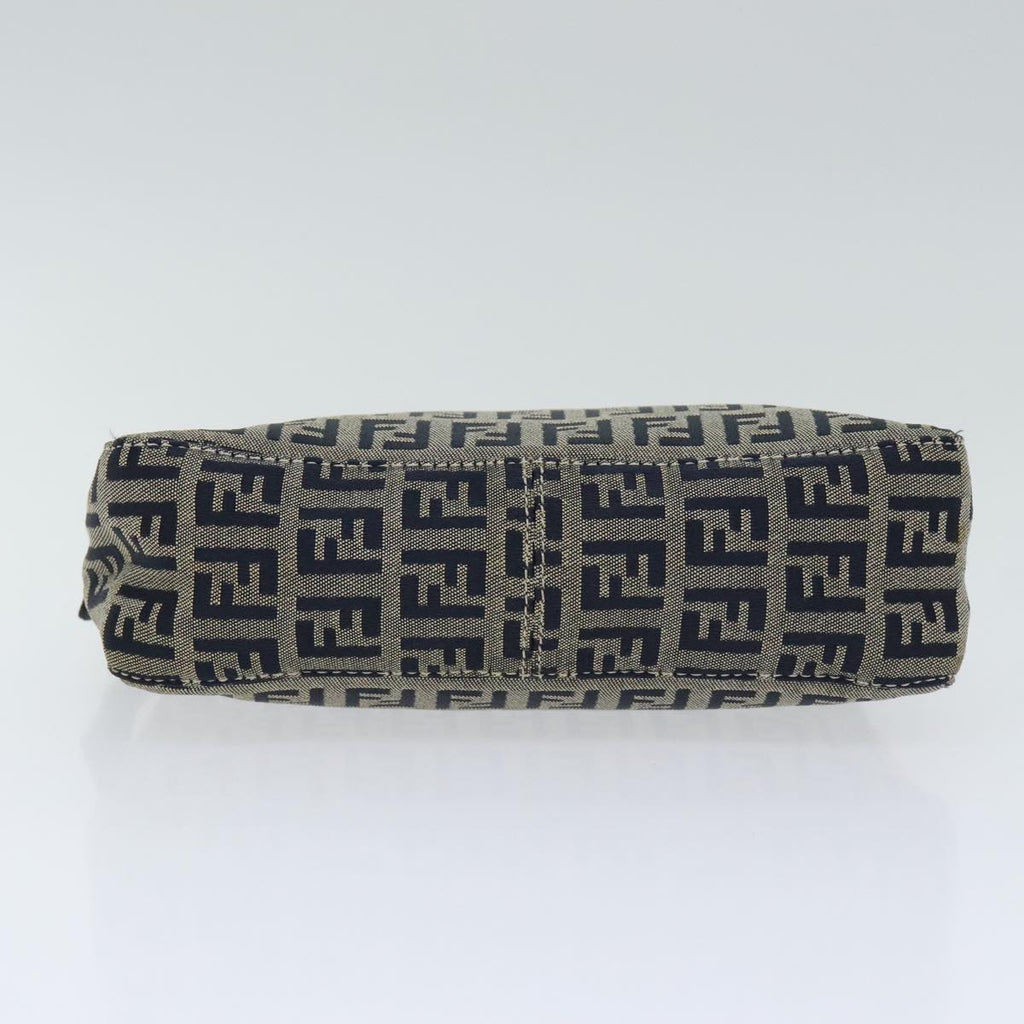 FENDI Zucchino Canvas Accessory Pouch Navy Silver 90484