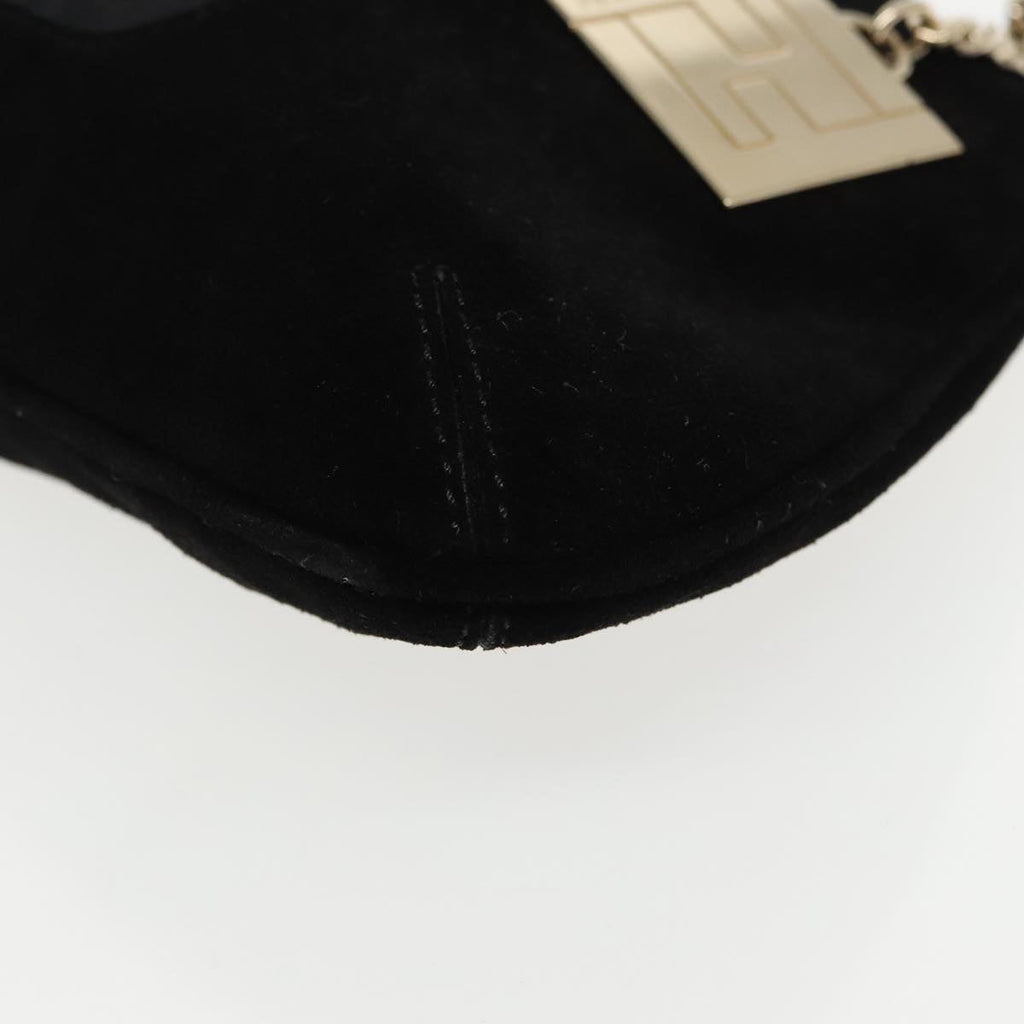 FENDI Zucchino Canvas Shoulder Bag Black Gold 90485