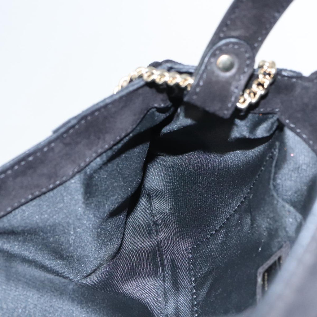 FENDI Zucchino Canvas Shoulder Bag Black Gold 90485