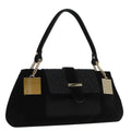 FENDI Zucchino Canvas Shoulder Bag Black Gold 90485