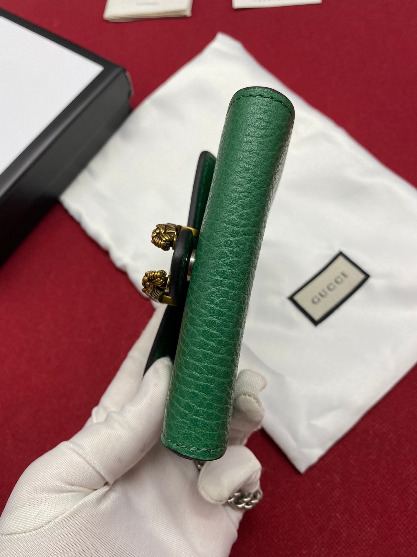 Glami Super Mini GLAMIonysus Chain Bag Emerald Green Metal-Free Tanned For Women 4in/11cm Glami