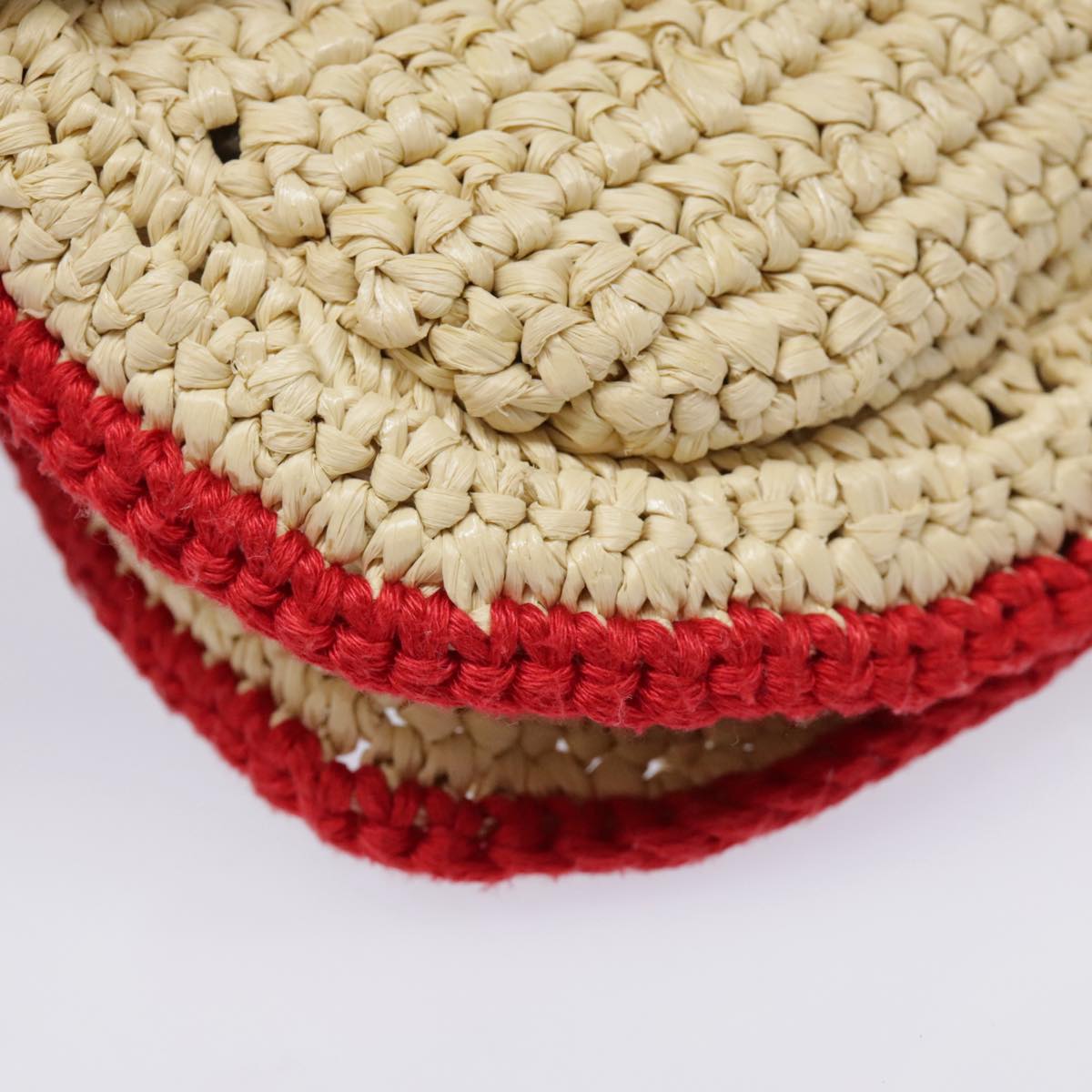 FENDI Shoulder Bag straw Beige Red 8M0354 90505