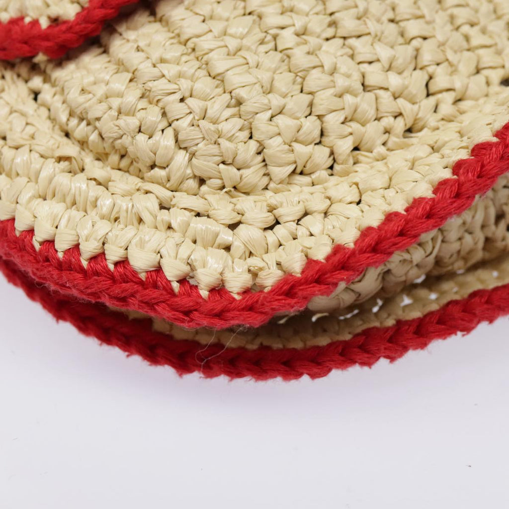 FENDI Shoulder Bag straw Beige Red 8M0354 90505