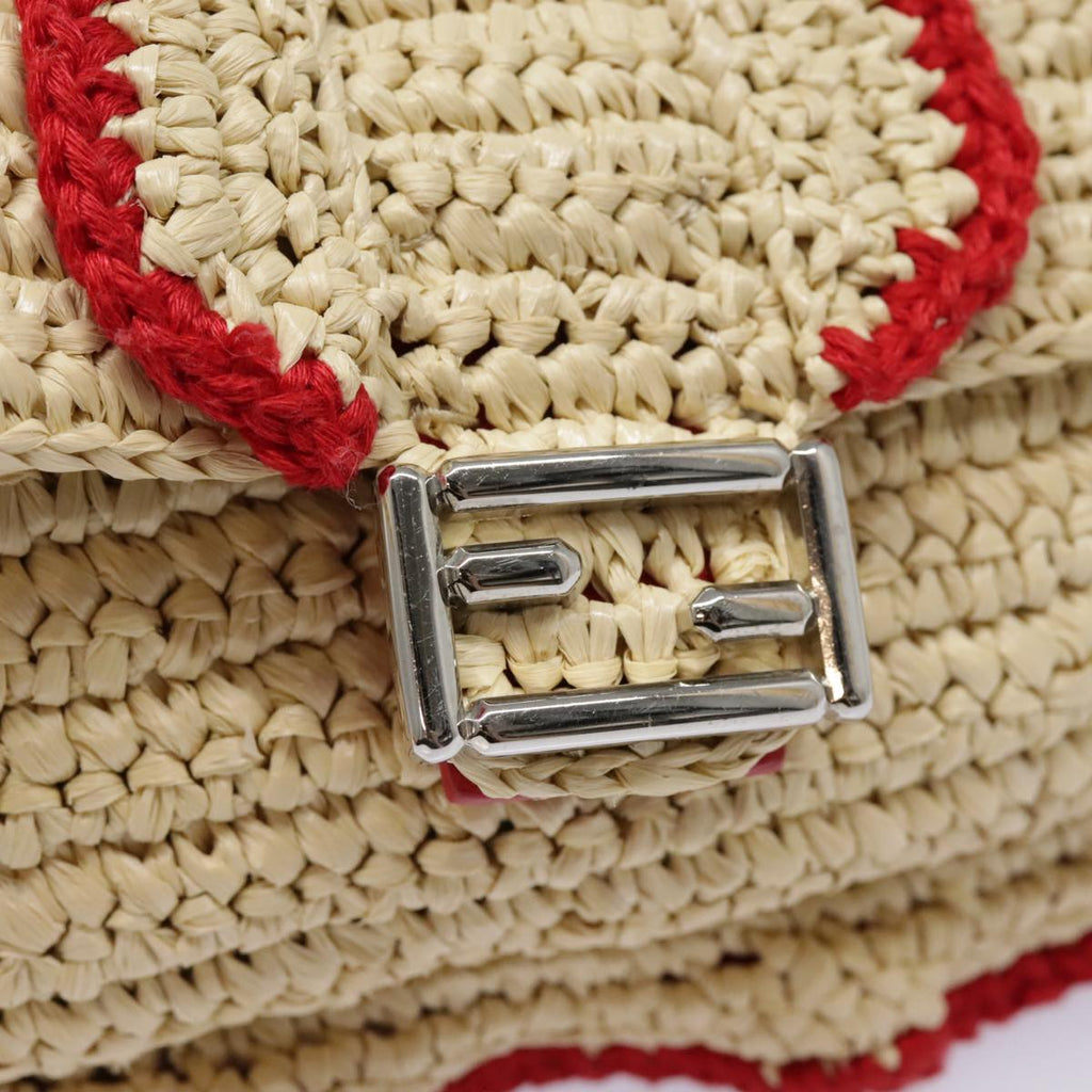 FENDI Shoulder Bag straw Beige Red 8M0354 90505