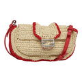 FENDI Shoulder Bag straw Beige Red 8M0354 90505