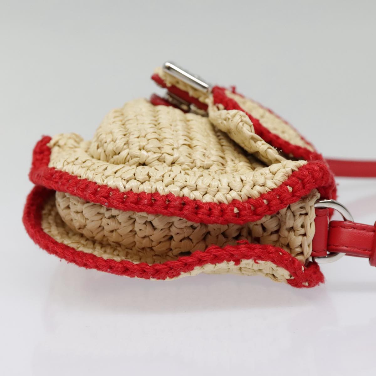 FENDI Shoulder Bag straw Beige Red 8M0354 90505