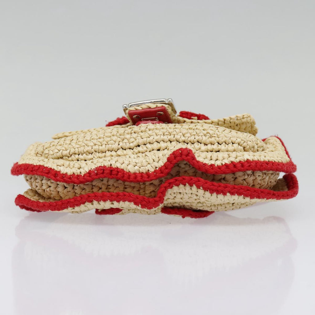 FENDI Shoulder Bag straw Beige Red 8M0354 90505
