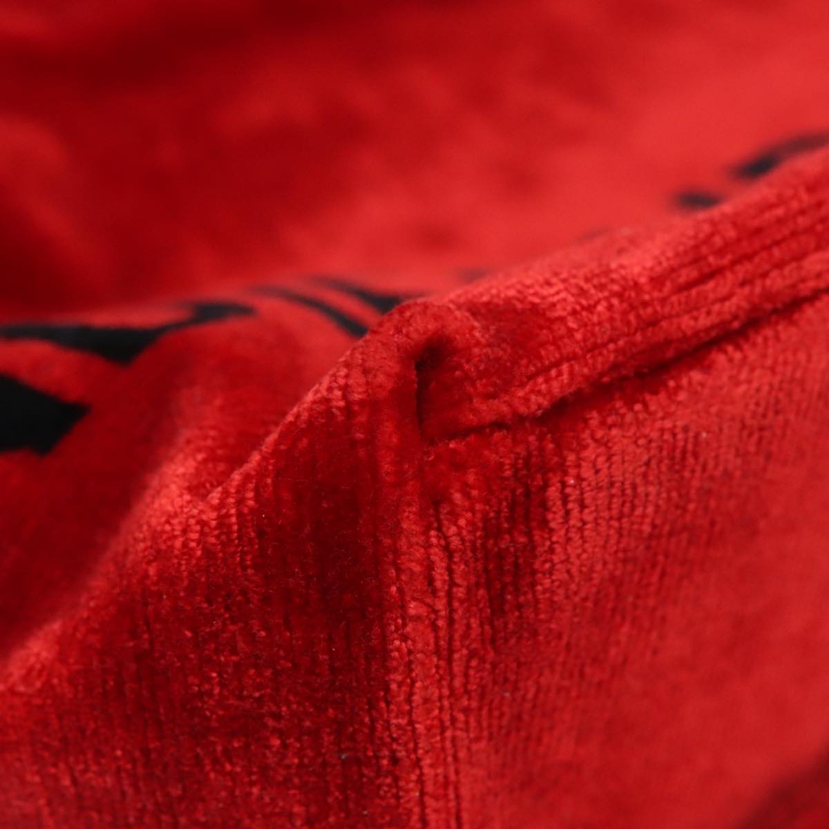 FENDI Tote Bag Corduroy Red Black Silver 90542
