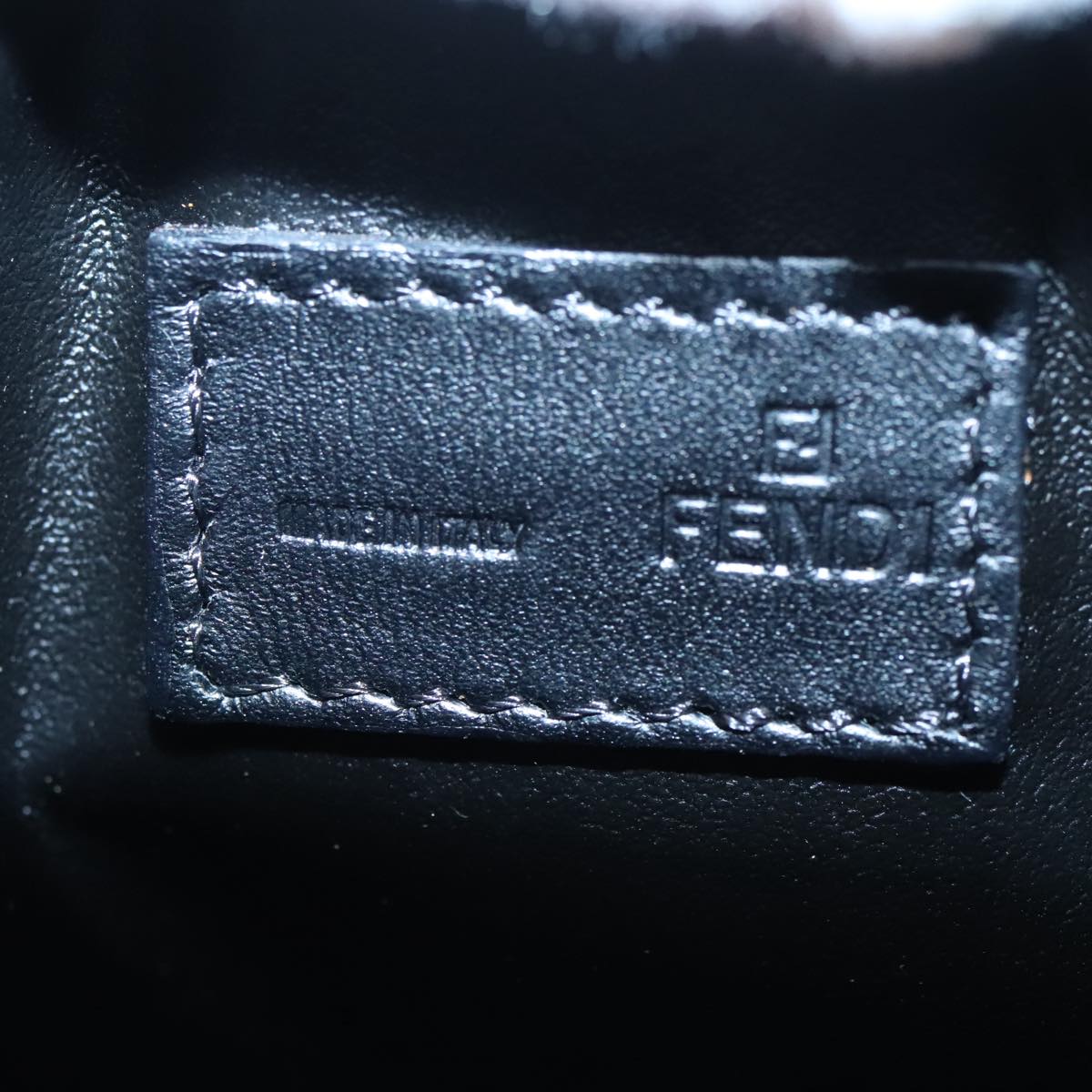 FENDI Zucchino Canvas Hand Bag Black Silver 90550