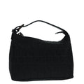 FENDI Zucchino Canvas Hand Bag Black Silver 90550