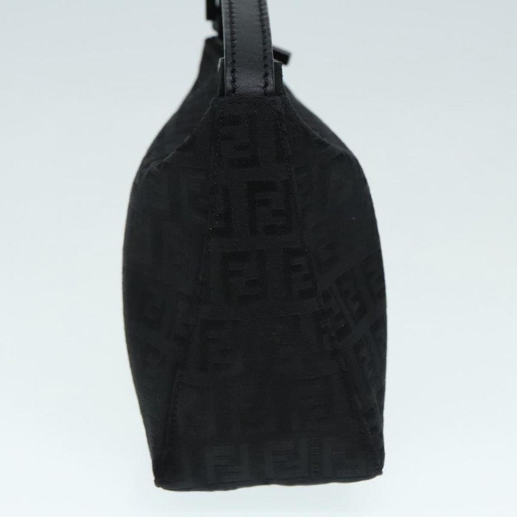 FENDI Zucchino Canvas Hand Bag Black Silver 90550