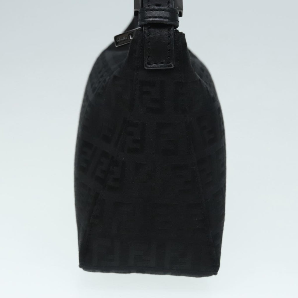 FENDI Zucchino Canvas Hand Bag Black Silver 90550