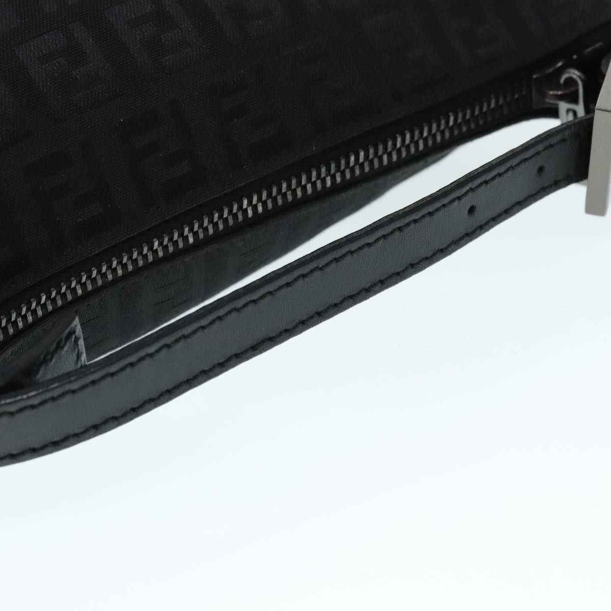 FENDI Zucchino Canvas Hand Bag Black Silver 90550