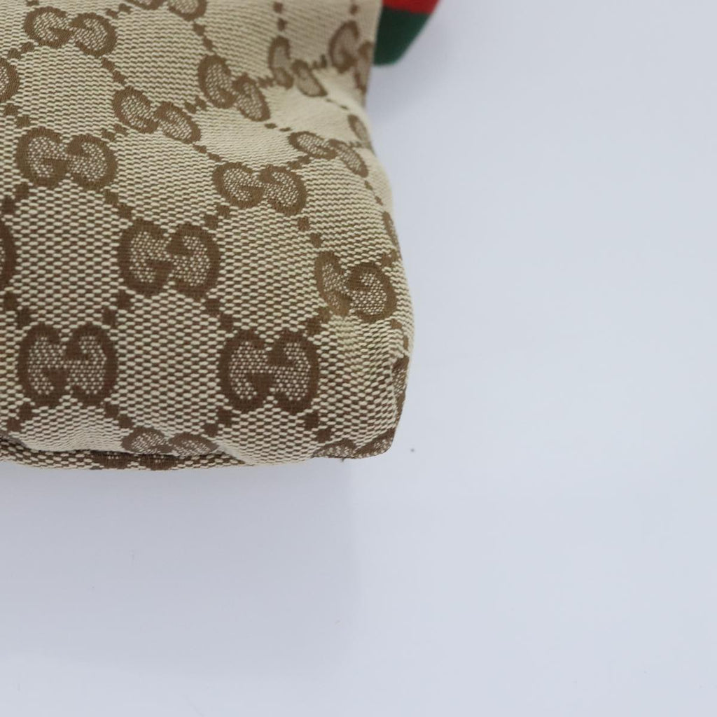 GUCCI GG Canvas Web Sherry Line Waist bag Beige Brown Silver 28566 90580