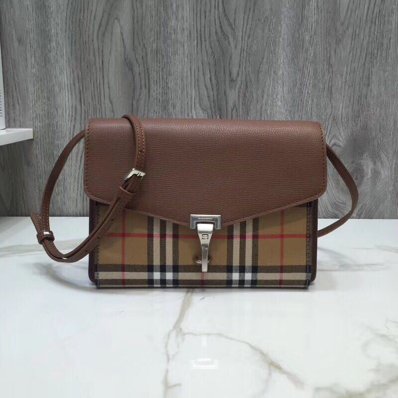 GLAMI Small Vintage Check And Crossbody Bag Brown For Women, WomenÃ¢â‚¬â„¢s Bags 9in/24cm