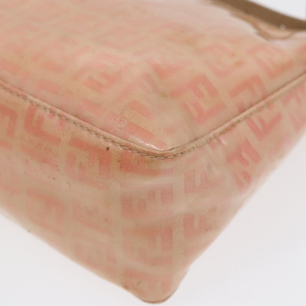 FENDI Zucchino Canvas Hand Bag Enamel Orange Gold 90583