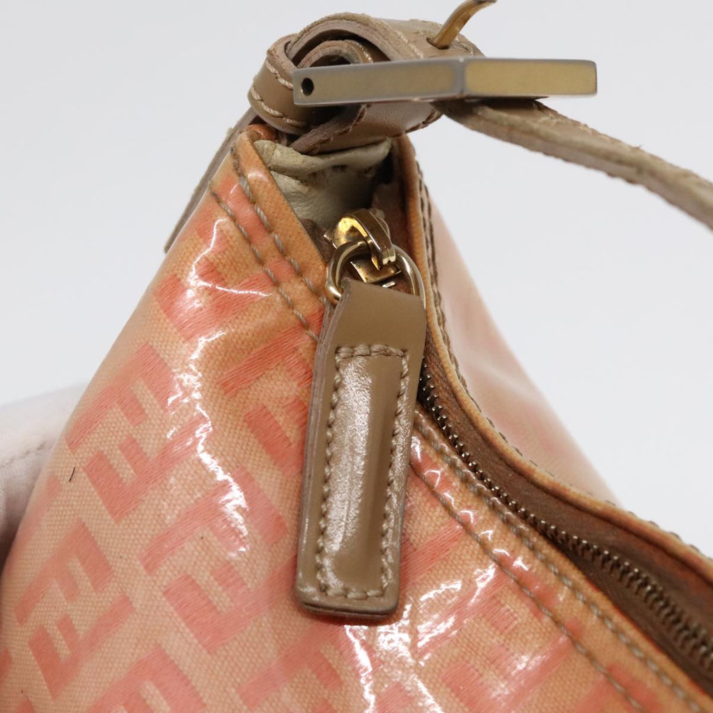 FENDI Zucchino Canvas Hand Bag Enamel Orange Gold 90583