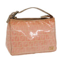 FENDI Zucchino Canvas Hand Bag Enamel Orange Gold 90583